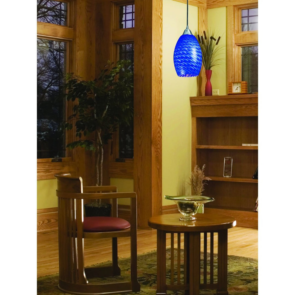 Atlas Mulinello 6" Wide Artisan 1-Light Pendant in Hand-Blown Glass with Satin Nickel Finish for Elegance CL11646-BL