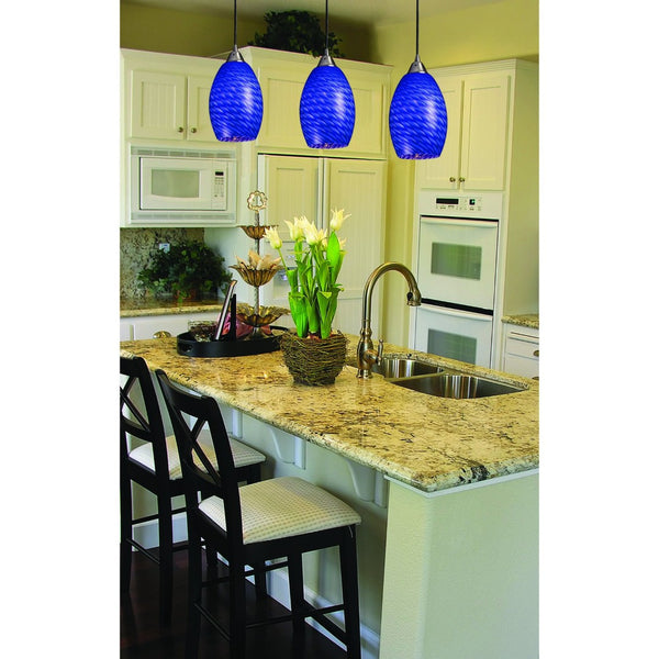Atlas Mulinello 6" Wide Artisan 1-Light Pendant in Hand-Blown Glass with Satin Nickel Finish for Elegance CL11646-BL