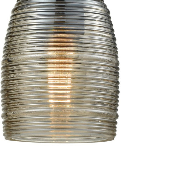 Atlas Muncie 5'' Wide 1-Light Pendant - Elegant Ribbed Champagne Glass & Oil-Rubbed Bronze Finish CL11648-BZ
