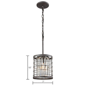 Atlas Nadina 7" Wide 1-Light Mini Pendant - Modern Geometric Design with Crystal Detailing in Silverdust Iron CL11649-GY