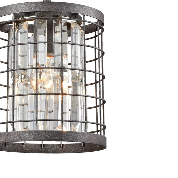 Atlas Nadina 7" Wide 1-Light Mini Pendant - Modern Geometric Design with Crystal Detailing in Silverdust Iron CL11649-GY