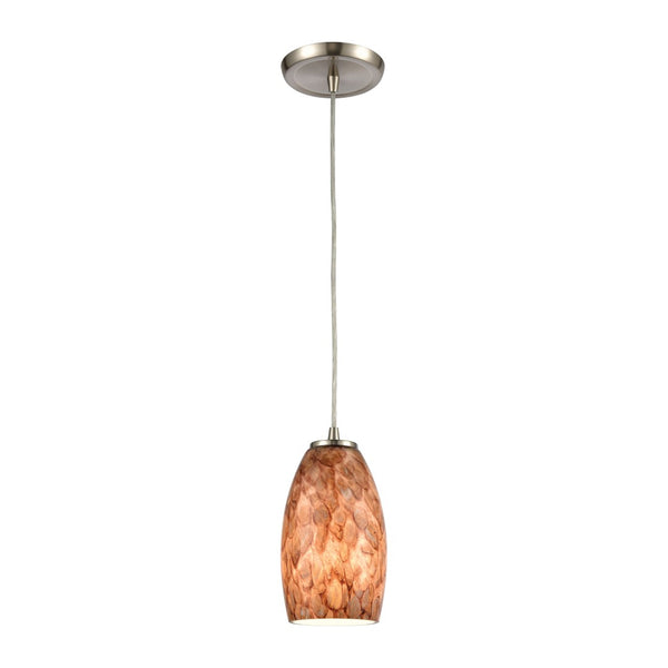Atlas Nature's Collage 5" Wide Mini Pendant Light - Feathered Brown Glass with Modern Satin Nickel Finish CL11651-BN
