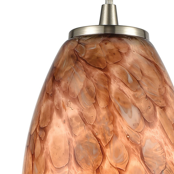 Atlas Nature's Collage 5" Wide Mini Pendant Light - Feathered Brown Glass with Modern Satin Nickel Finish CL11651-BN
