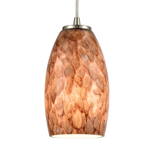 Atlas Nature's Collage 5" Wide Mini Pendant Light - Feathered Brown Glass with Modern Satin Nickel Finish CL11651-BN