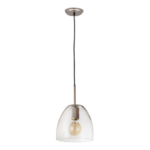 Atlas Netta 1-Light Mini Pendant - Elegant Clear Glass Dome for Modern Transitional Spaces & Stylish Illumination Satin Nickel 10'' CL11652-NK