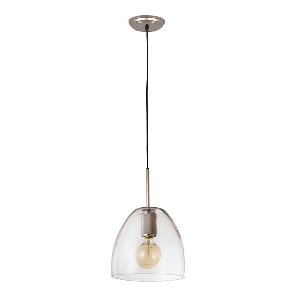 Atlas Netta 1-Light Mini Pendant - Elegant Clear Glass Dome for Modern Transitional Spaces & Stylish Illumination Satin Nickel 10'' CL11652-NK