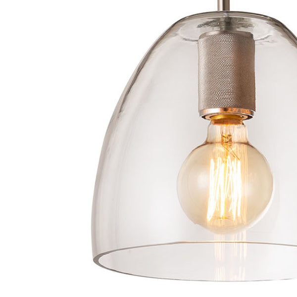 Atlas Netta 1-Light Mini Pendant - Elegant Clear Glass Dome for Modern Transitional Spaces & Stylish Illumination Satin Nickel 10'' CL11652-NK