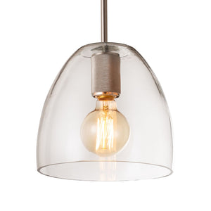 Atlas Netta 1-Light Mini Pendant - Elegant Clear Glass Dome for Modern Transitional Spaces & Stylish Illumination Satin Nickel 10'' CL11652-NK