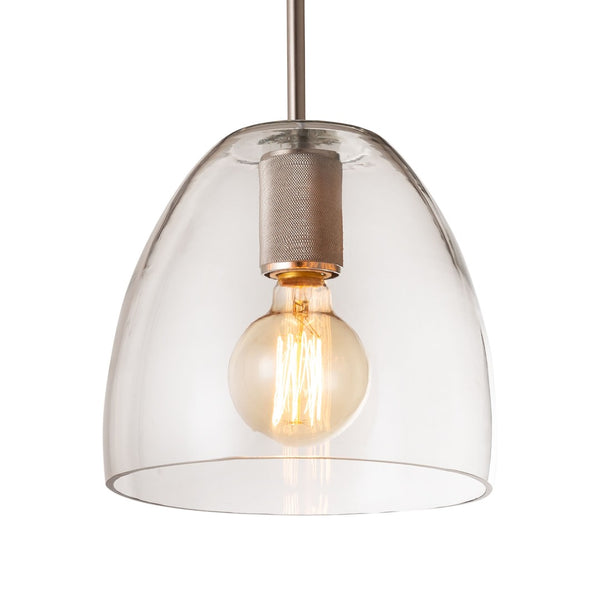 Atlas Netta 1-Light Mini Pendant - Elegant Clear Glass Dome for Modern Transitional Spaces & Stylish Illumination Satin Nickel 10'' CL11652-NK