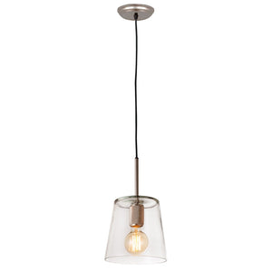 Atlas Netta 1-Light Mini Pendant - Elegant Clear Glass Dome for Modern Transitional Spaces & Stylish Illumination Satin Nickel 8'' CL11653-NK