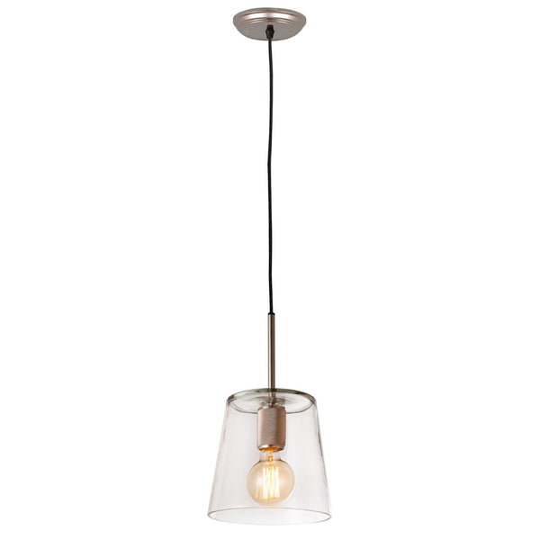 Atlas Netta 1-Light Mini Pendant - Elegant Clear Glass Dome for Modern Transitional Spaces & Stylish Illumination Satin Nickel 8'' CL11653-NK