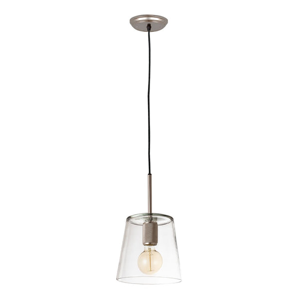 Atlas Netta 1-Light Mini Pendant - Elegant Clear Glass Dome for Modern Transitional Spaces & Stylish Illumination Satin Nickel 8'' CL11653-NK