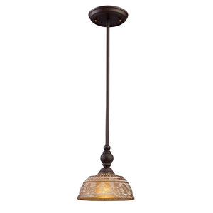 Atlas Norwich 8" Wide Mini Pendant Light - Oiled Bronze, Amber Glass Shade, Ideal for Cozy Spaces CL11654-BZ
