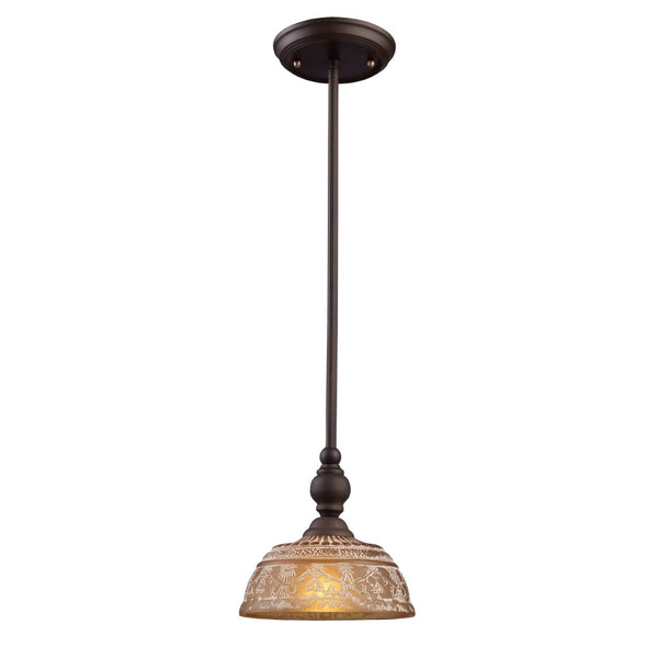 Atlas Norwich 8" Wide Mini Pendant Light - Oiled Bronze, Amber Glass Shade, Ideal for Cozy Spaces CL11654-BZ