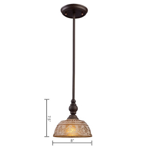 Atlas Norwich 8" Wide Mini Pendant Light - Oiled Bronze, Amber Glass Shade, Ideal for Cozy Spaces CL11654-BZ