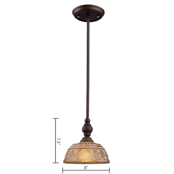 Atlas Norwich 8" Wide Mini Pendant Light - Oiled Bronze, Amber Glass Shade, Ideal for Cozy Spaces CL11654-BZ