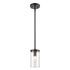 Atlas Oakland 1-Light Mini Pendant with Cylindrical Glass Shade for Modern Minimalist Spaces and Decor Black CL11655-BK
