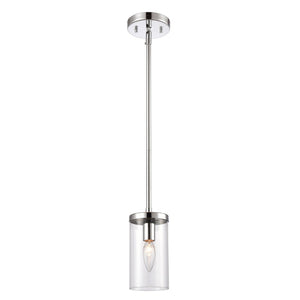 Atlas Oakland 1-Light Mini Pendant with Cylindrical Glass Shade for Modern Minimalist Spaces and Decor Chrome CL11655-CH