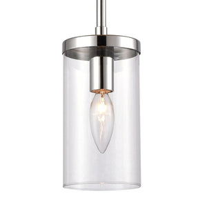 Atlas Oakland 1-Light Mini Pendant with Cylindrical Glass Shade for Modern Minimalist Spaces and Decor Chrome CL11655-CH