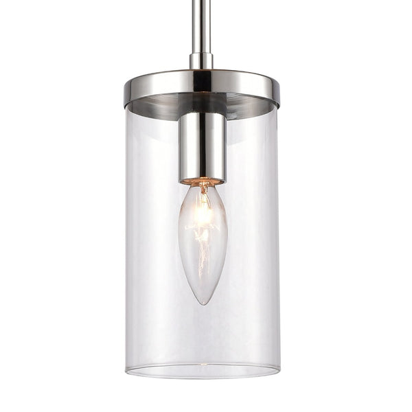 Atlas Oakland 1-Light Mini Pendant with Cylindrical Glass Shade for Modern Minimalist Spaces and Decor Chrome CL11655-CH