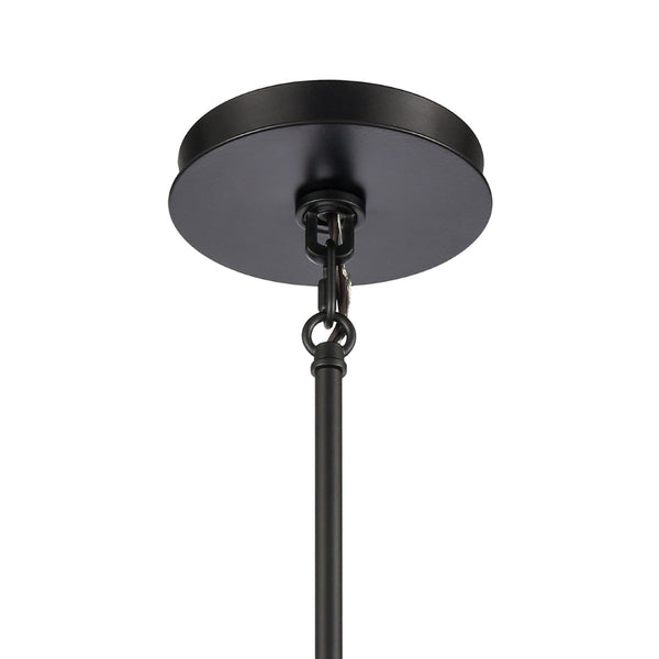 Atlas Open Louvers 1-Light Mini Pendant - Modern Industrial Style with Seedy Glass and Unique Design Matte Black CL11656-BK