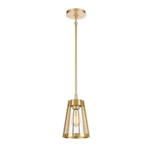 Atlas Open Louvers 1-Light Mini Pendant - Modern Industrial Style with Seedy Glass and Unique Design Champagne Gold CL11656-GD