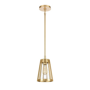 Atlas Open Louvers 1-Light Mini Pendant - Modern Industrial Style with Seedy Glass and Unique Design Champagne Gold CL11656-GD
