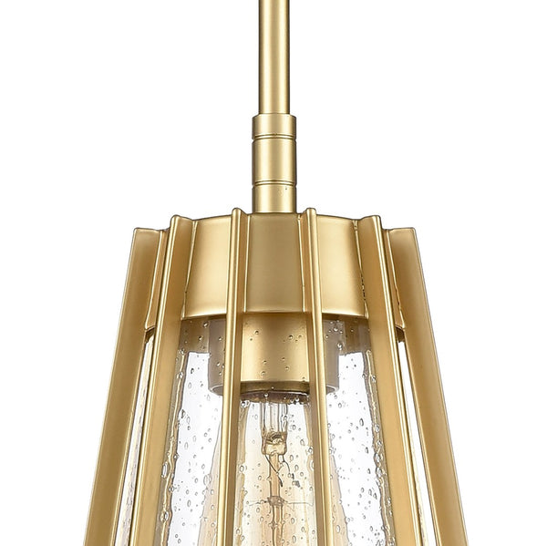Atlas Open Louvers 1-Light Mini Pendant - Modern Industrial Style with Seedy Glass and Unique Design Champagne Gold CL11656-GD