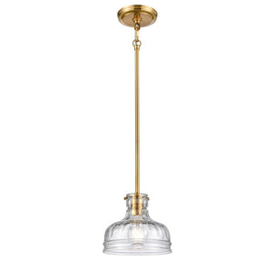 Atlas Orinoco 8'' Wide 1-Light Mini Pendant - Elegant Glass Shade for Modern Indoor Lighting Spaces Satin Brass CL11658-BS