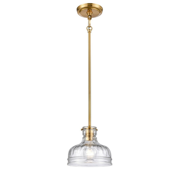 Atlas Orinoco 8'' Wide 1-Light Mini Pendant - Elegant Glass Shade for Modern Indoor Lighting Spaces Satin Brass CL11658-BS
