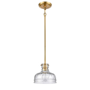 Atlas Orinoco 8'' Wide 1-Light Mini Pendant - Elegant Glass Shade for Modern Indoor Lighting Spaces Satin Brass CL11658-BS