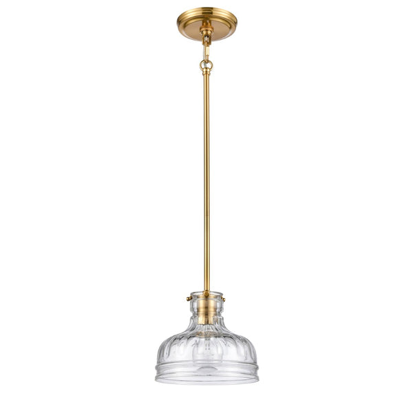 Atlas Orinoco 8'' Wide 1-Light Mini Pendant - Elegant Glass Shade for Modern Indoor Lighting Spaces Satin Brass CL11658-BS