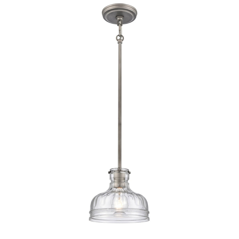 Atlas Orinoco 8'' Wide 1-Light Mini Pendant - Elegant Glass Shade for Modern Indoor Lighting Spaces Weathered Zinc CL11658-SV