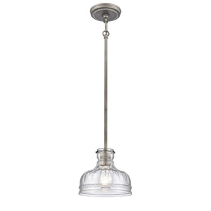 Atlas Orinoco 8'' Wide 1-Light Mini Pendant - Elegant Glass Shade for Modern Indoor Lighting Spaces Weathered Zinc CL11658-SV