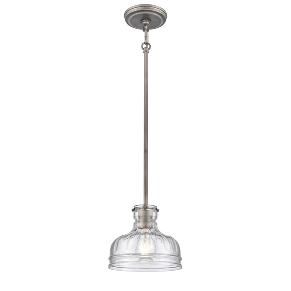Atlas Orinoco 8'' Wide 1-Light Mini Pendant - Elegant Glass Shade for Modern Indoor Lighting Spaces Weathered Zinc CL11658-SV