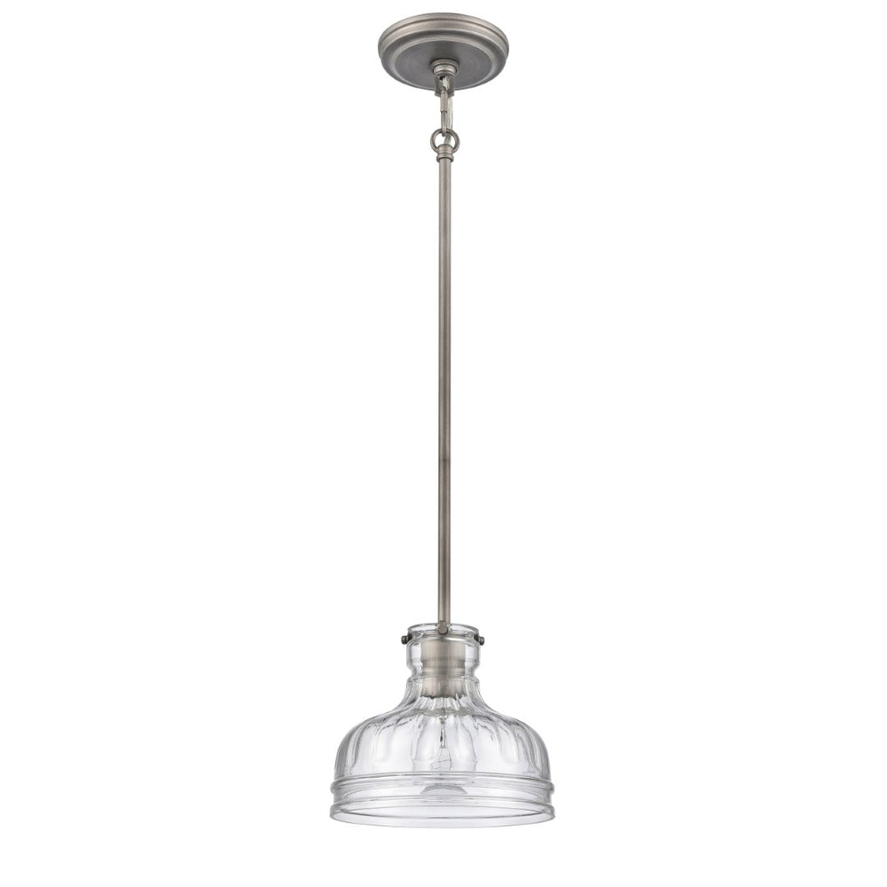 Atlas Orinoco 8'' Wide 1-Light Mini Pendant - Elegant Glass Shade for Modern Indoor Lighting Spaces Weathered Zinc CL11658-SV