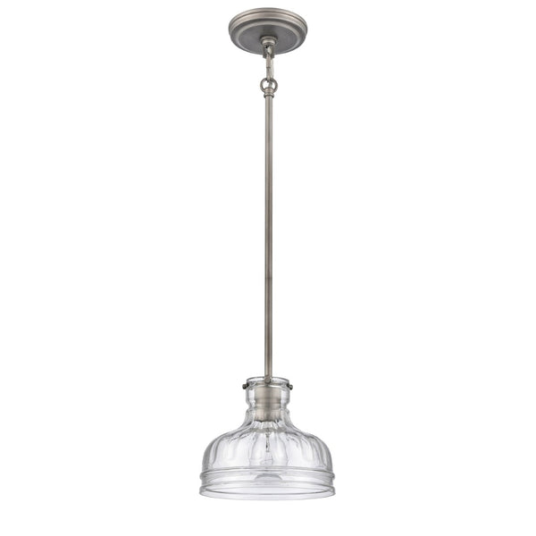 Atlas Orinoco 8'' Wide 1-Light Mini Pendant - Elegant Glass Shade for Modern Indoor Lighting Spaces Weathered Zinc CL11658-SV