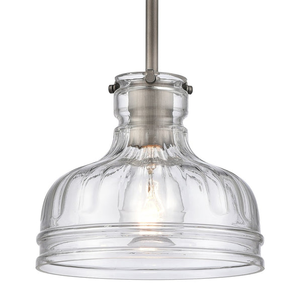Atlas Orinoco 8'' Wide 1-Light Mini Pendant - Elegant Glass Shade for Modern Indoor Lighting Spaces Weathered Zinc CL11658-SV
