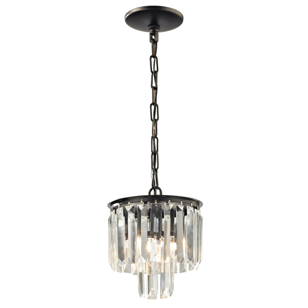 Atlas Palacial 8" Wide 1-Light Mini Pendant - Geometric Crystal & Warm Oil Rubbed Bronze Elegance CL11660-BZ