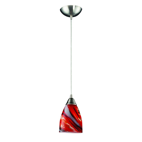 Atlas Pierra 5'' Wide 1-Light Pendant - Hand-Blown Red Candy Glass Shade for Stunning Indoor Illumination Includes Adapter Kit CL11662-RD