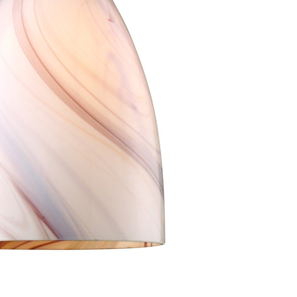 Atlas Pierra 5'' Wide 1-Light Pendant - Hand-Blown Red Candy Glass Shade for Stunning Indoor Illumination Satin Nickel with Creme Lilac Swirl CL11662-WH