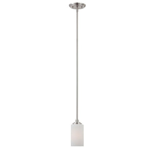 Atlas Pittman 5" Wide Mini Pendant Light - Elegant Contemporary Design with Frosted Glass Shade for Ambiance Brushed Nickel CL11663-NK