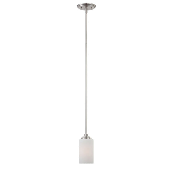 Atlas Pittman 5" Wide Mini Pendant Light - Elegant Contemporary Design with Frosted Glass Shade for Ambiance Brushed Nickel CL11663-NK