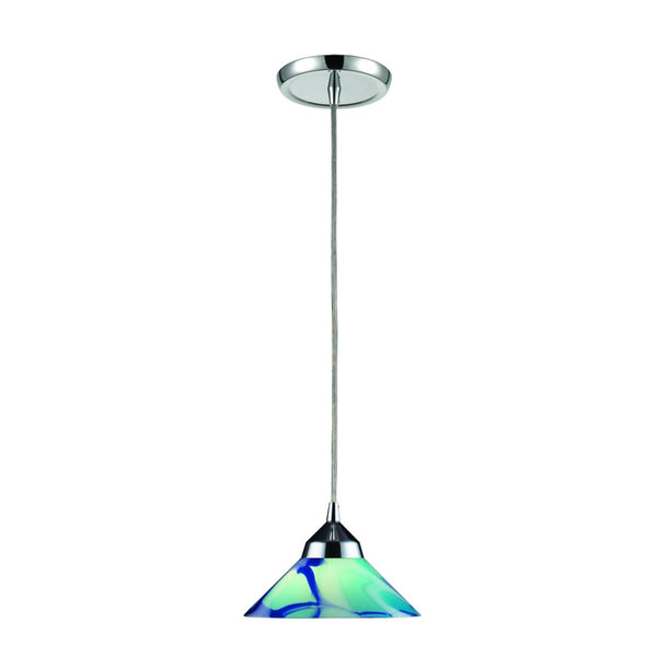 Atlas Refraction 7'' Wide 1-Light Pendant - Stunning Caribbean Blue Glass Shines in Modern Spaces Polished Chrome with Caribbean Glass CL11666-BL