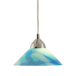 Atlas Refraction 7'' Wide 1-Light Pendant - Stunning Caribbean Blue Glass Shines in Modern Spaces Polished Chrome with Caribbean Glass CL11666-BL