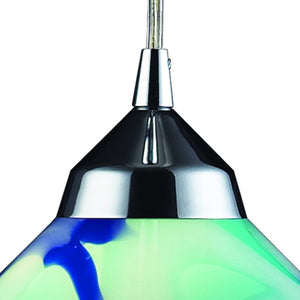 Atlas Refraction 7'' Wide 1-Light Pendant - Stunning Caribbean Blue Glass Shines in Modern Spaces Polished Chrome with Caribbean Glass CL11666-BL