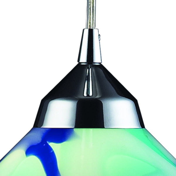 Atlas Refraction 7'' Wide 1-Light Pendant - Stunning Caribbean Blue Glass Shines in Modern Spaces Polished Chrome with Caribbean Glass CL11666-BL