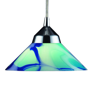 Atlas Refraction 7'' Wide 1-Light Pendant - Stunning Caribbean Blue Glass Shines in Modern Spaces Polished Chrome with Caribbean Glass CL11666-BL