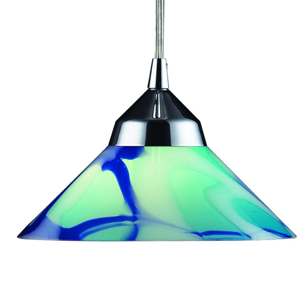 Atlas Refraction 7'' Wide 1-Light Pendant - Stunning Caribbean Blue Glass Shines in Modern Spaces Polished Chrome with Caribbean Glass CL11666-BL