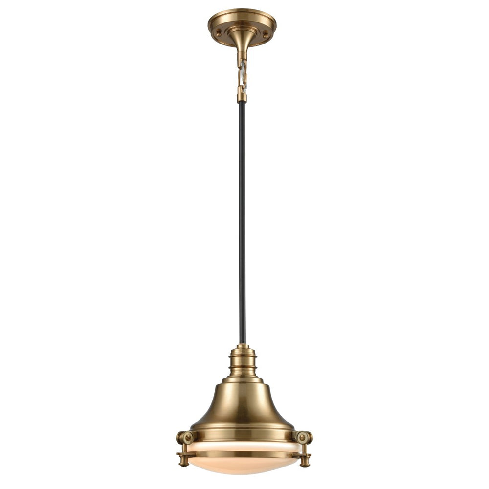 Atlas Riley 10'' Wide Mini Pendant Light - Nautical Industrial Design in Satin Brass for Modern Spaces CL11669-BS